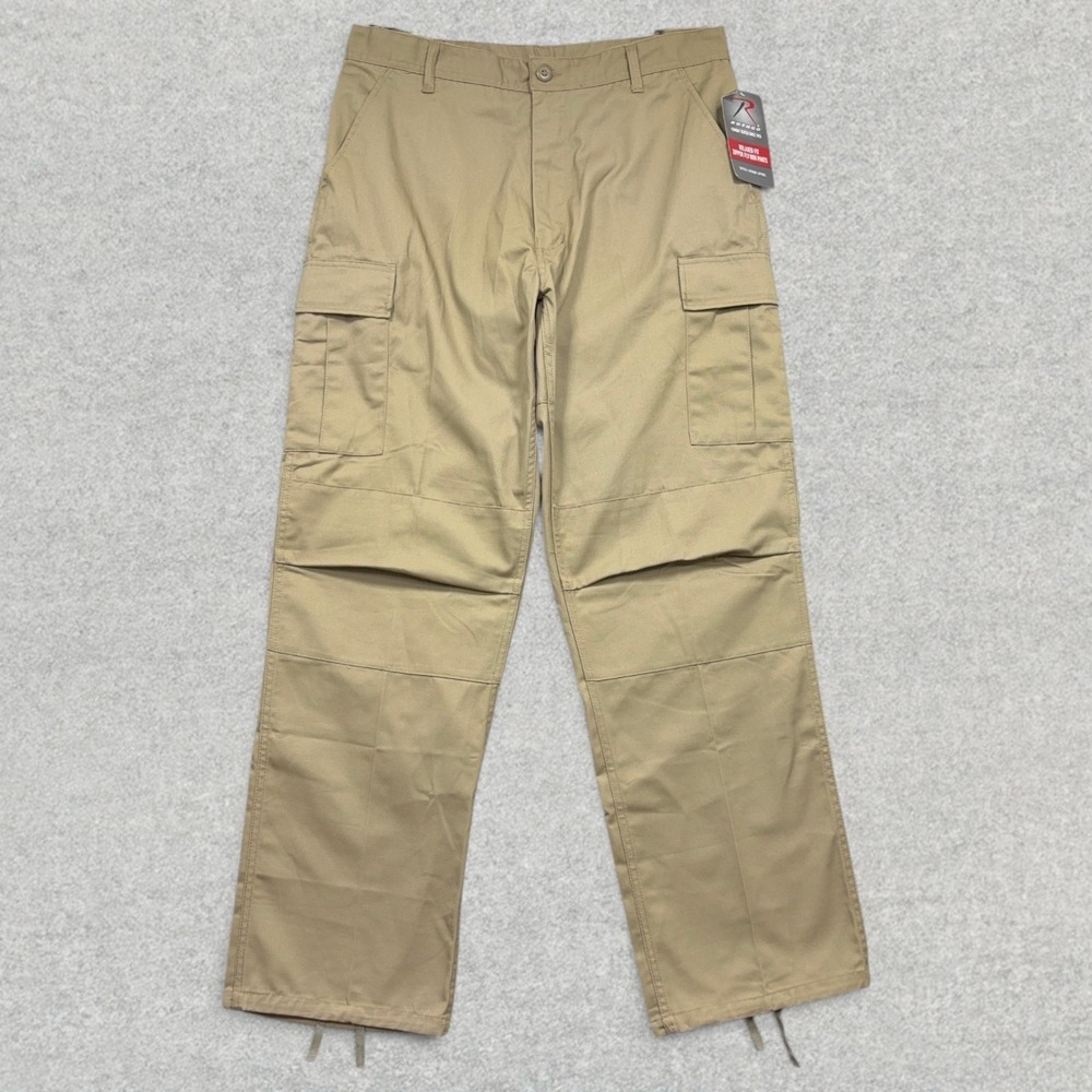 Rothco BDU Pants Mens Large (35x33) Khaki Tan Cargo Tie Hem Combat Tactical NWB